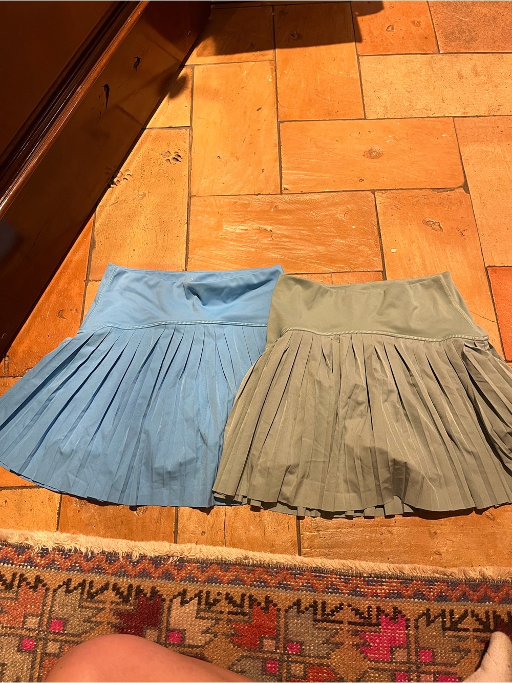 Z Supply Active Pleated Mini Skirt - Blue and Olive